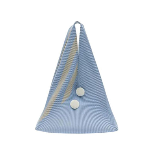 Pleated Tote Bag Triangle Shape Spacious Interior Button Closure