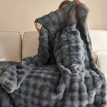 Plush Faux Fur Comfort Blanket for Relaxation and Travel
