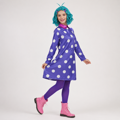Polka Dot Halloween Cosplay Dress With Pantyhose Wig Option