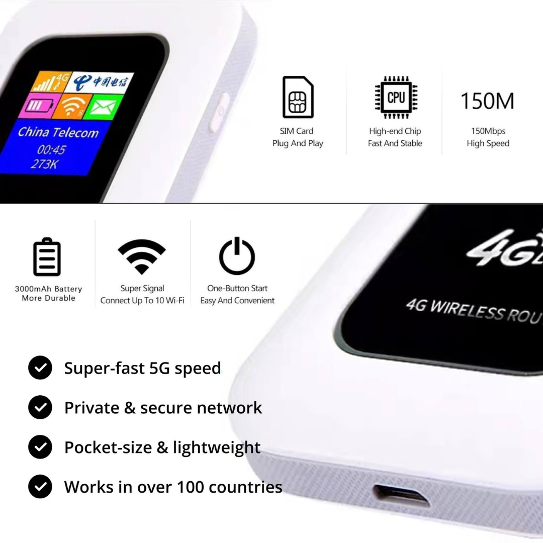 Φορητός δρομολογητής Wi-Fi 4G LTE με μπαταρία 2100mAh για ταξίδια και το σπίτι