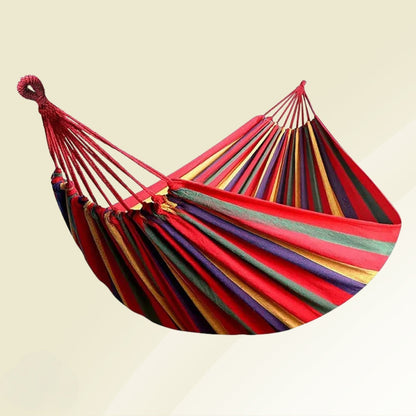 Portable Canvas Mesh Camping Hammock for Outdoor Relaxation
