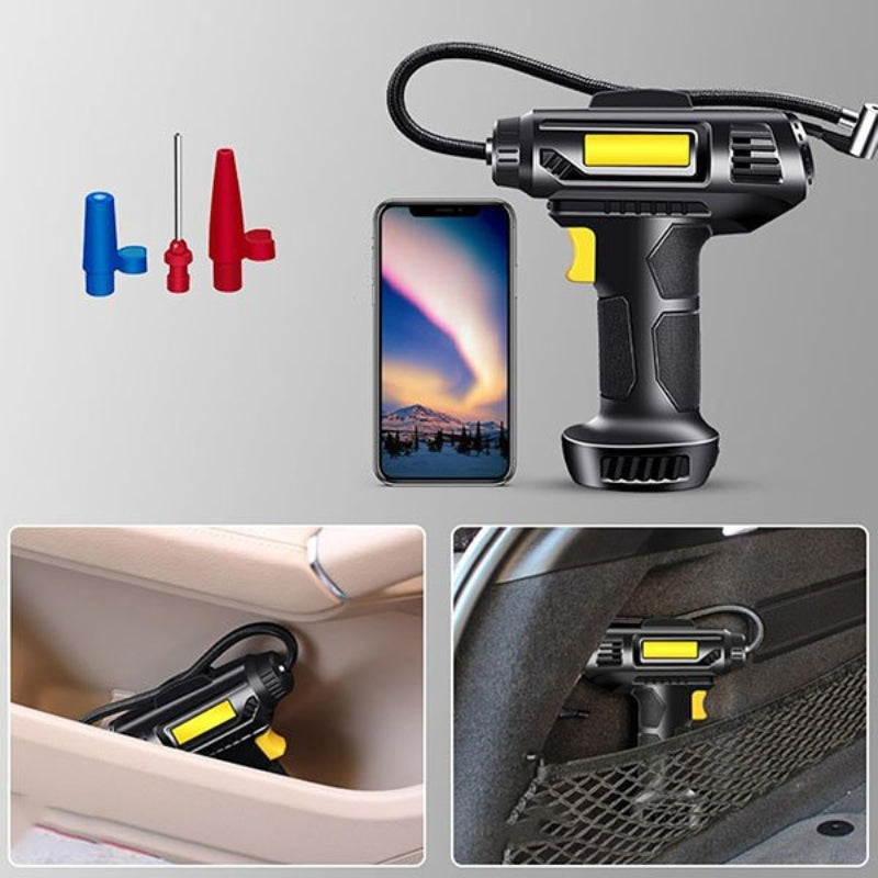 Portable Car Tire Inflator Air Compressor with Digital Pressure Display and LED Light
