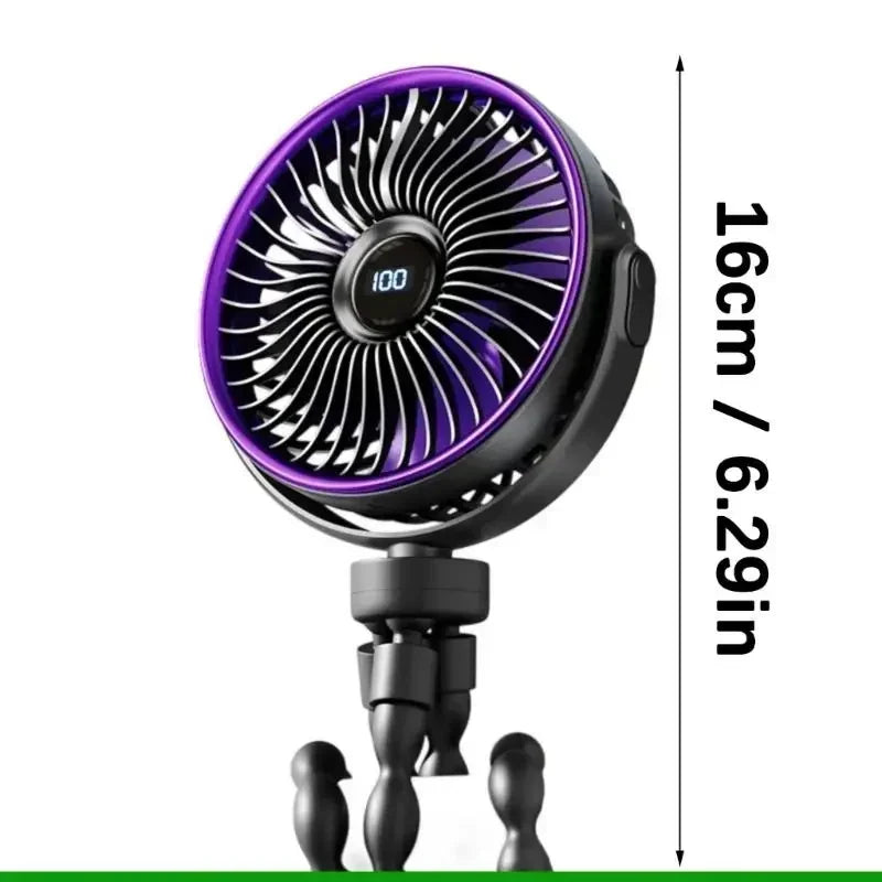 Portable Clip-On Fan with Adjustable Foldable Stand