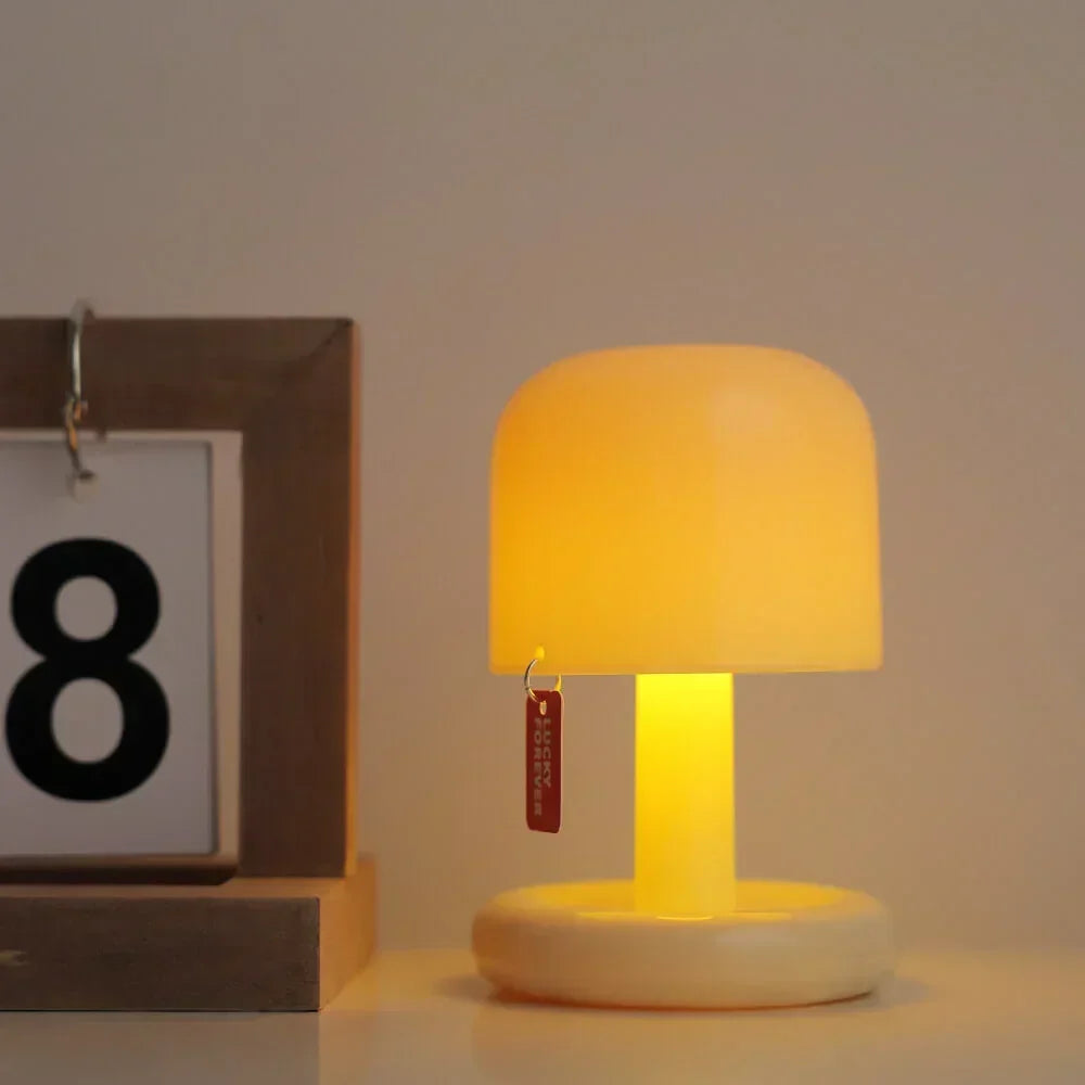 Bærbar trådløs bordlampe, USB-genopladelig, kompakt stemningsbelysning