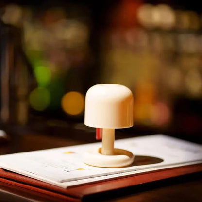 Bærbar trådløs bordlampe, USB-genopladelig, kompakt stemningsbelysning