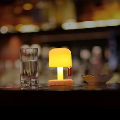 Bærbar trådløs bordlampe, USB-genopladelig, kompakt stemningsbelysning