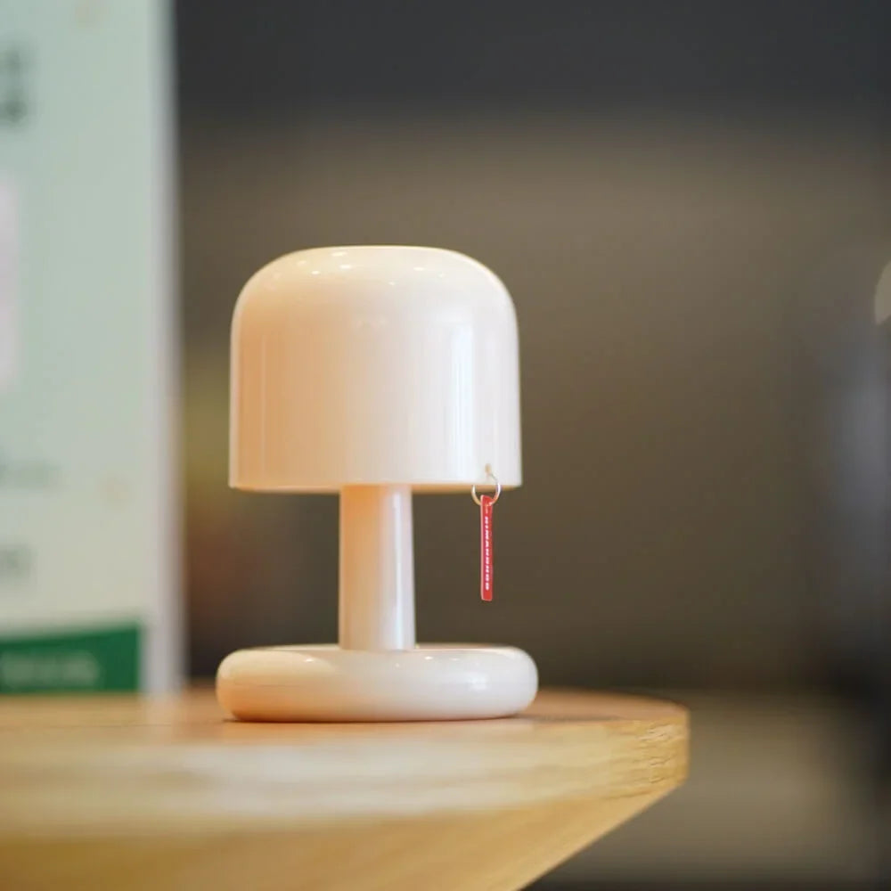 Bærbar trådløs bordlampe, USB-genopladelig, kompakt stemningsbelysning