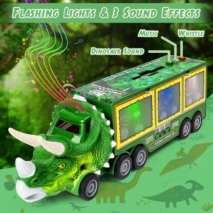 Portable Dinosaur Truck Toy Carry Handle Light Sound Effects