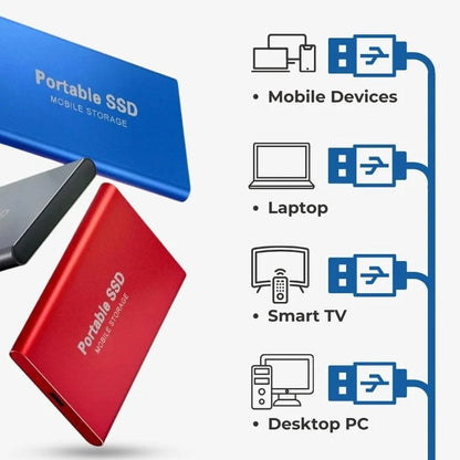 Transportabel ekstern SSD med USB C, højhastighedslager med flere kapacitetsmuligheder