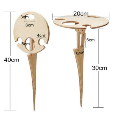 Tavolino portatile pieghevole in legno per picnic e vino con portabottiglie e portabicchieri