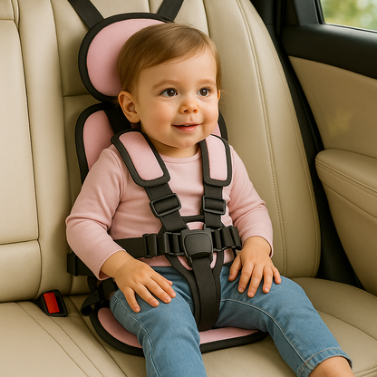 Portable Kids Car Seat with Adjustable Fit and Five Point Harness