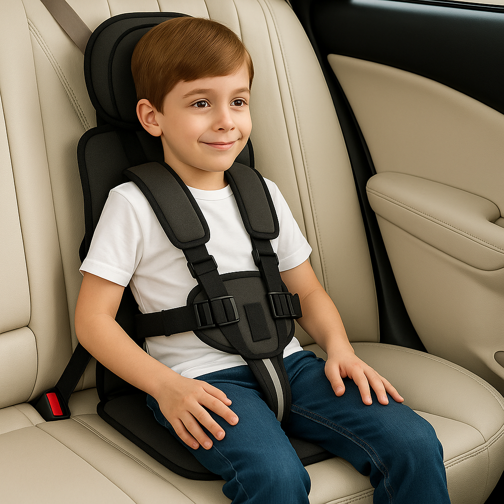 Portable Kids Car Seat with Adjustable Fit and Five Point Harness