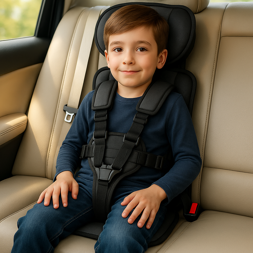 Portable Kids Car Seat with Adjustable Fit and Five Point Harness