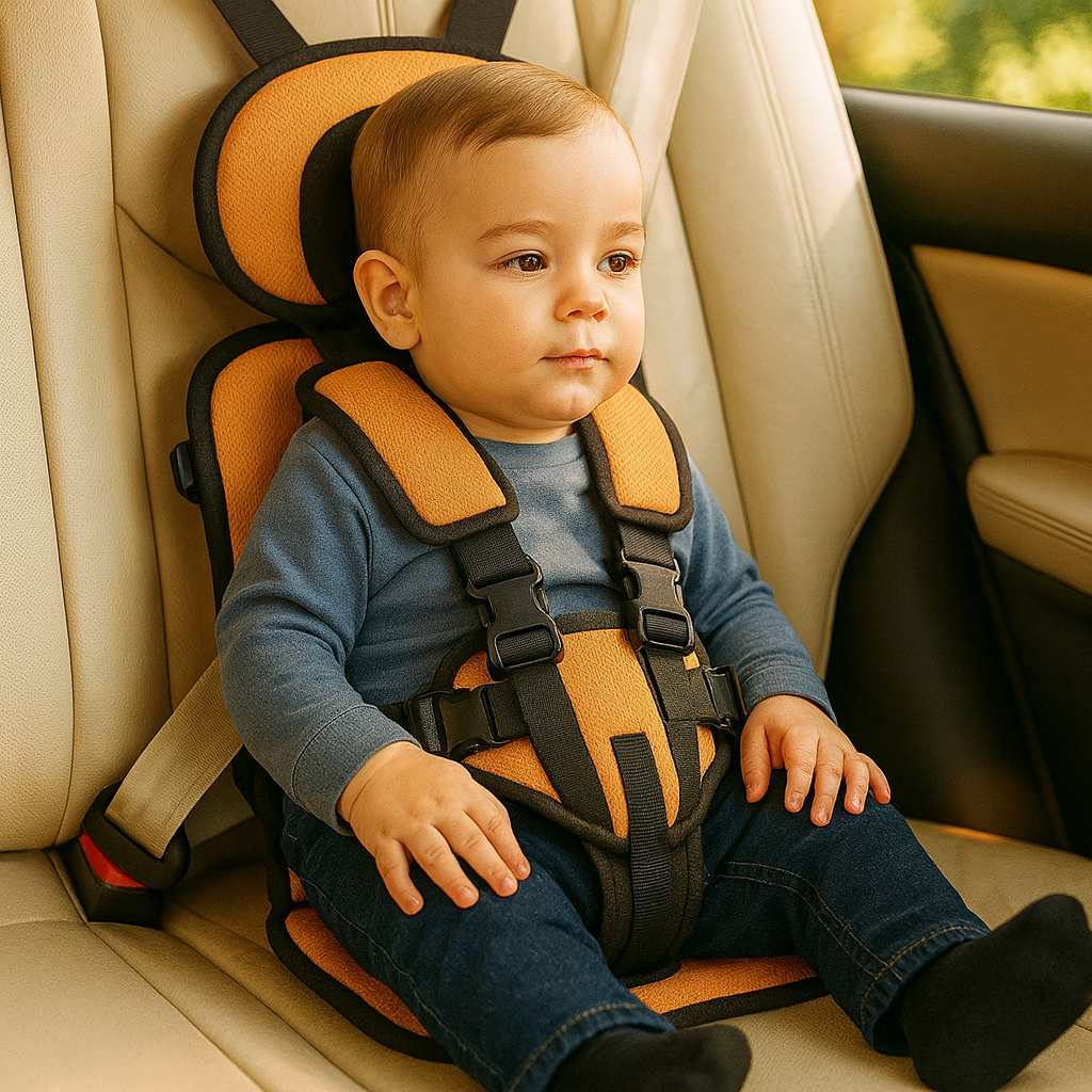 Portable Kids Car Seat with Adjustable Fit and Five Point Harness