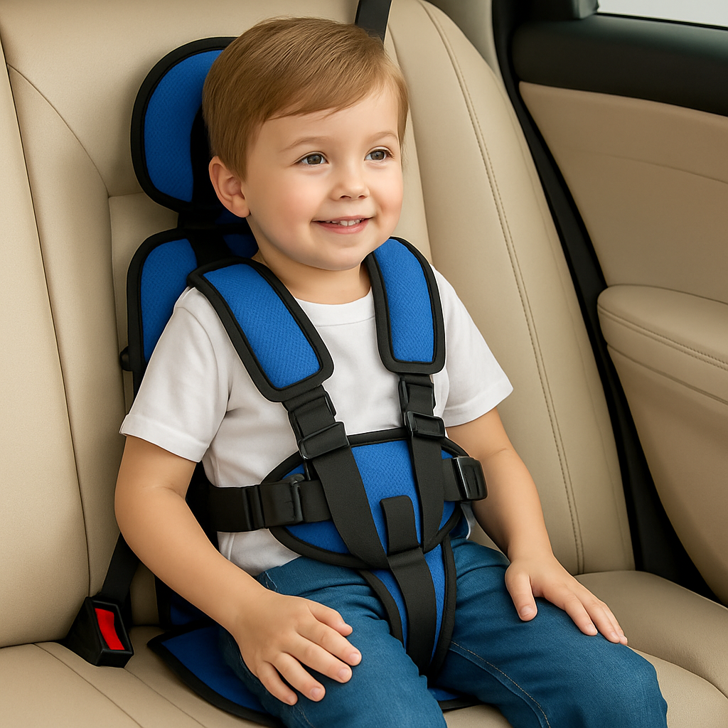 Portable Kids Car Seat with Adjustable Fit and Five Point Harness