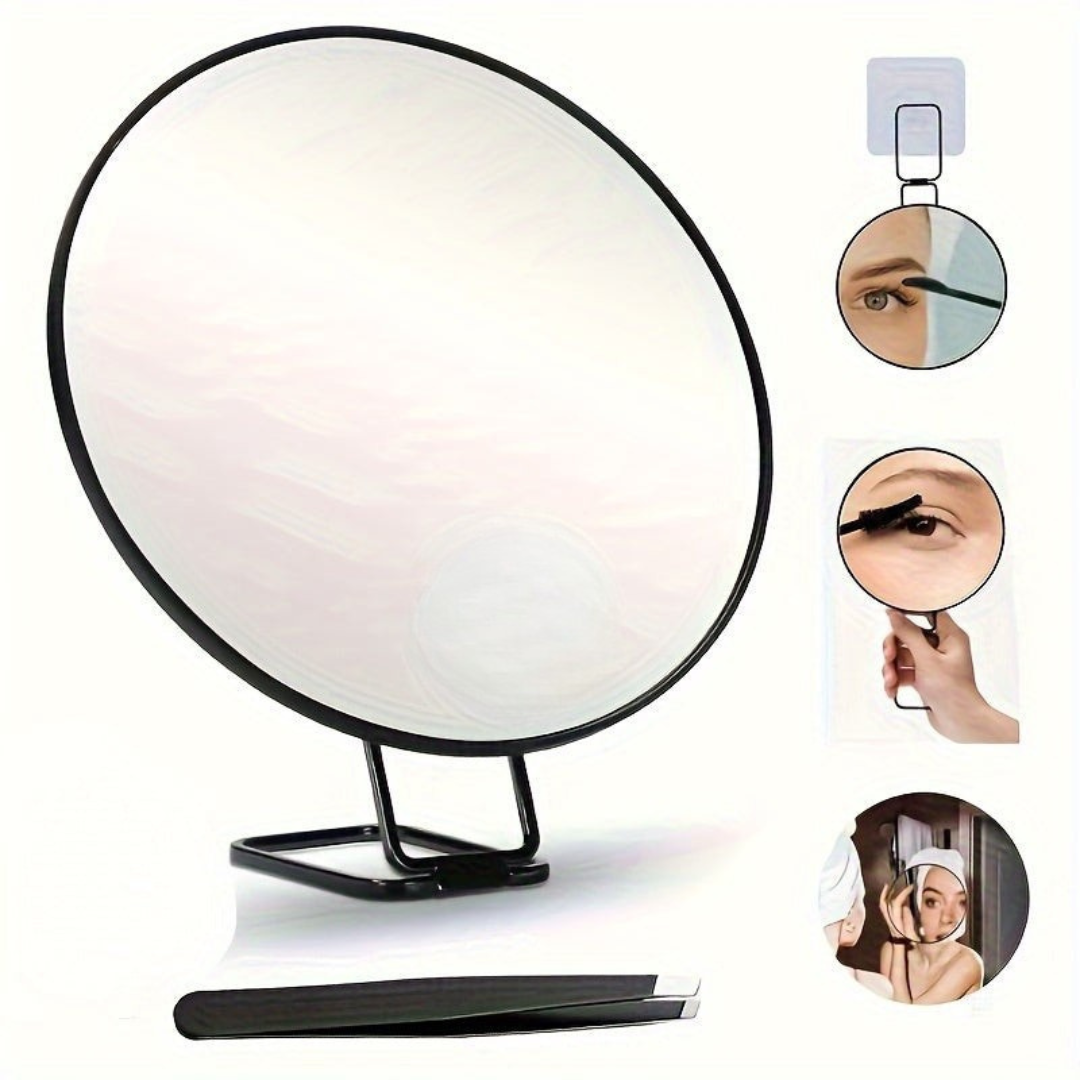 Portable Magnifying Makeup Mirror Suction Cup Foldable Stand Adjustable Handle