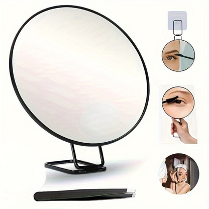 Portable Magnifying Makeup Mirror Suction Cup Foldable Stand Adjustable Handle
