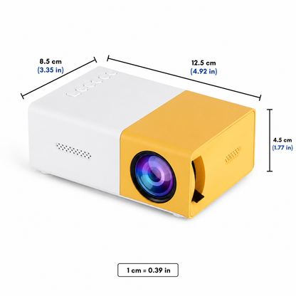 Transportabel mini-projektor med WiFi 6 og 1080p HDMI