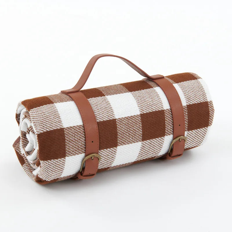 Portable Plaid Picnic Blanket Foldable Padded Outdoor Mat Travel Park Beach