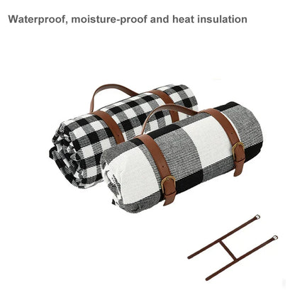 Portable Plaid Picnic Blanket Foldable Padded Outdoor Mat Travel Park Beach
