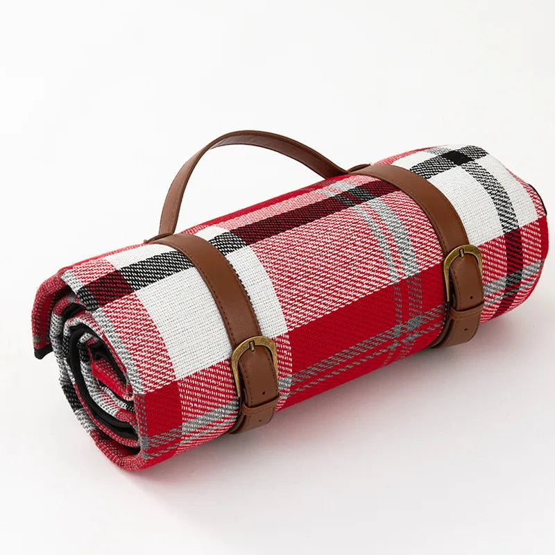 Portable Plaid Picnic Blanket Foldable Padded Outdoor Mat Travel Park Beach
