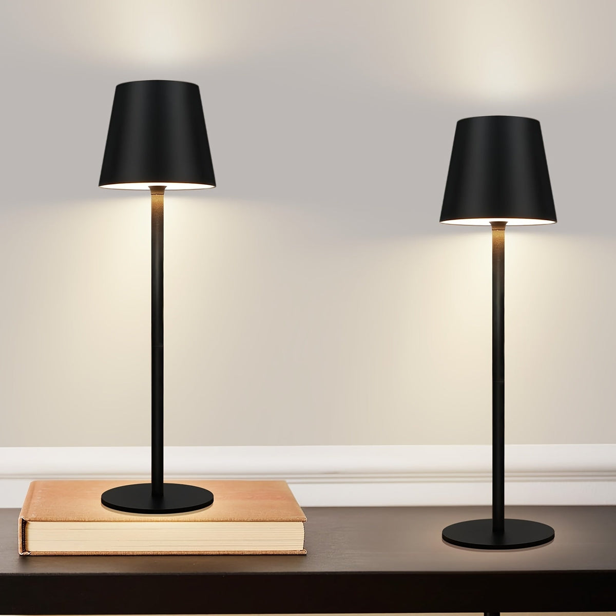 Bærbar genopladelig LED-berøringsbordlampe, kompakt USB-belysning