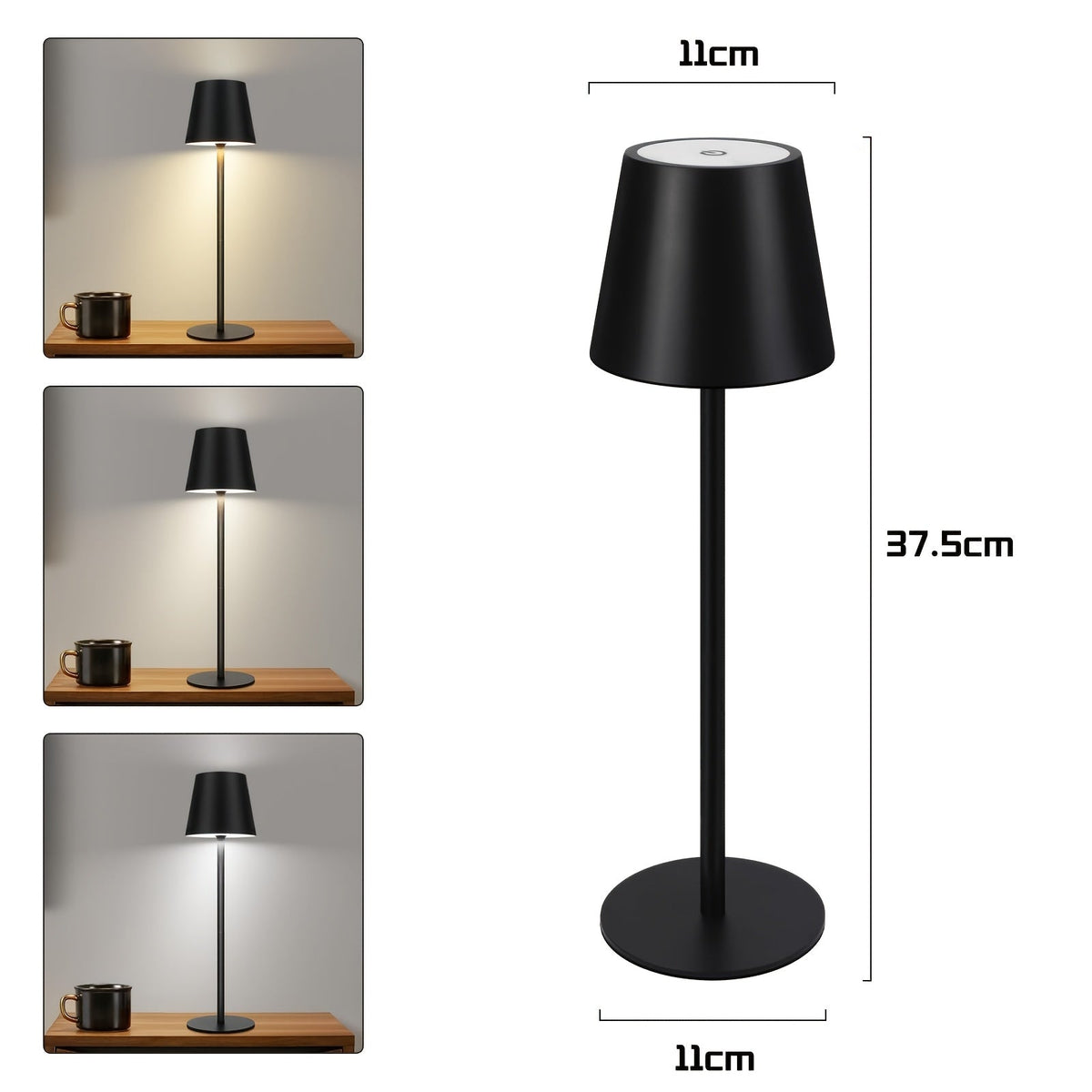 Bærbar genopladelig LED-berøringsbordlampe, kompakt USB-belysning