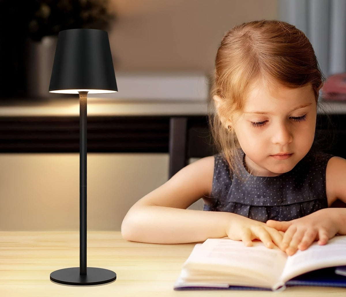 Bærbar genopladelig LED-berøringsbordlampe, kompakt USB-belysning
