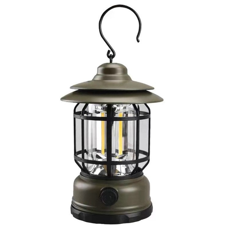 Portable Retro Camping Lantern Rechargeable LED Lantern with Stepless Dimming Waterproof Outdoor Light