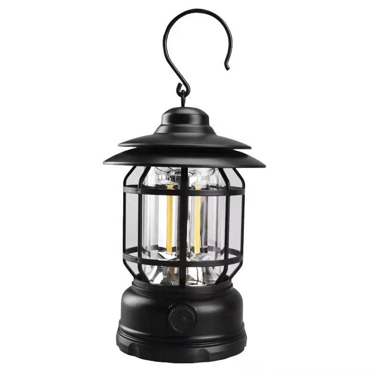 Portable Retro Camping Lantern Rechargeable LED Lantern with Stepless Dimming Waterproof Outdoor Light