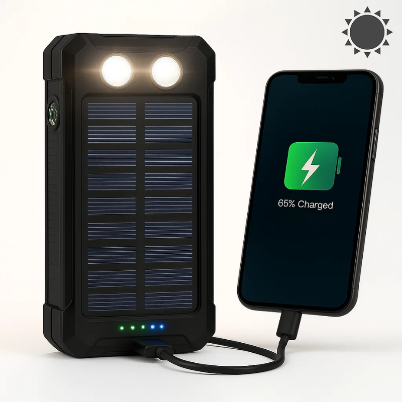 Power bank solare portatile da 20000mAh, doppio caricatore USB, batteria di riserva per esterni