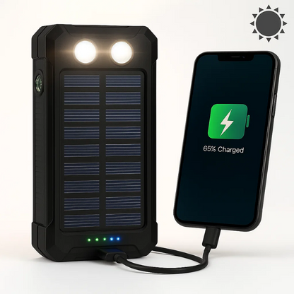 Power bank solare portatile da 20000mAh, doppio caricatore USB, batteria di riserva per esterni