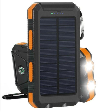 Power bank solare portatile da 20000mAh, doppio caricatore USB, batteria di riserva per esterni