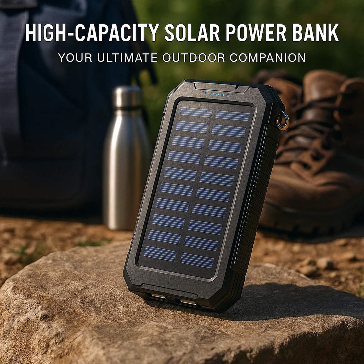 Power bank solare portatile da 20000mAh, doppio caricatore USB, batteria di riserva per esterni