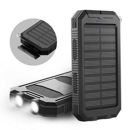 Power bank solare portatile da 20000mAh, doppio caricatore USB, batteria di riserva per esterni