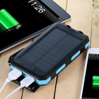 Power bank solare portatile da 20000mAh, doppio caricatore USB, batteria di riserva per esterni