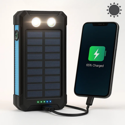 Power bank solare portatile da 20000mAh, doppio caricatore USB, batteria di riserva per esterni