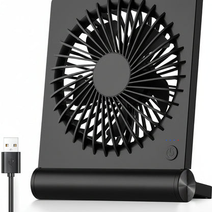 Bærbar USB-skrivebordsventilator med sammenfoldeligt klemmedesign