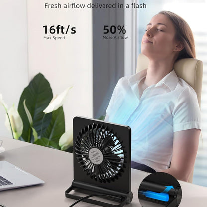 Bærbar USB-skrivebordsventilator med sammenfoldeligt klemmedesign