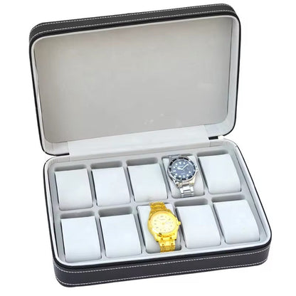 Portable Watch Storage Box Zipper Case Travel Organizer Display