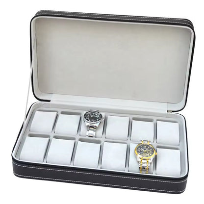 Portable Watch Storage Box Zipper Case Travel Organizer Display