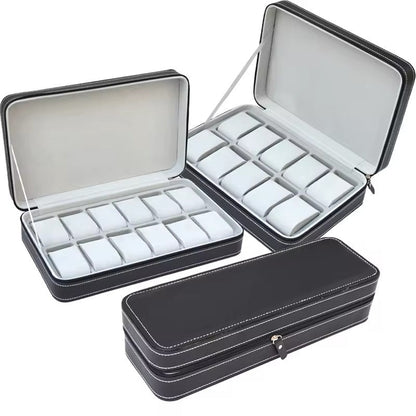 Portable Watch Storage Box Zipper Case Travel Organizer Display