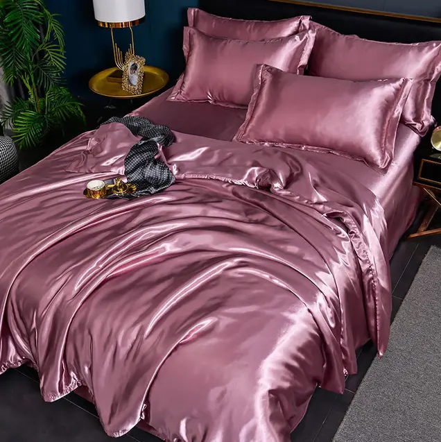 Premium Satin Bedding Set Luxurious Solid Colour Design