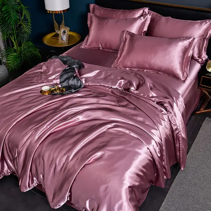 Premium Satin Bedding Set Luxurious Solid Colour Design
