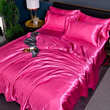 Premium Satin Bedding Set Luxurious Solid Colour Design