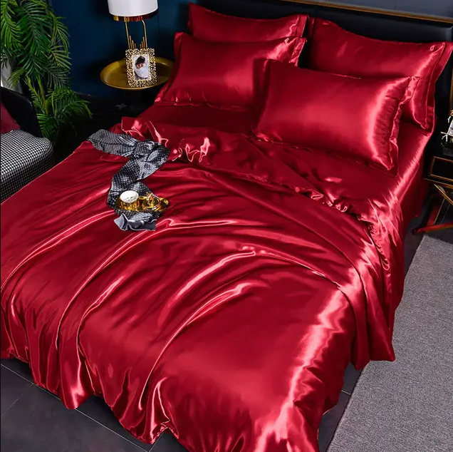 Premium Satin Bedding Set Luxurious Solid Colour Design