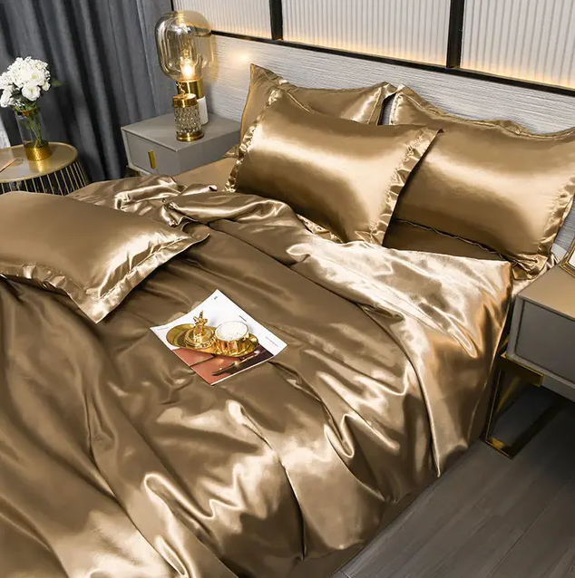 Premium Satin Bedding Set Luxurious Solid Colour Design