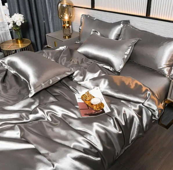 Premium Satin Bedding Set Luxurious Solid Colour Design