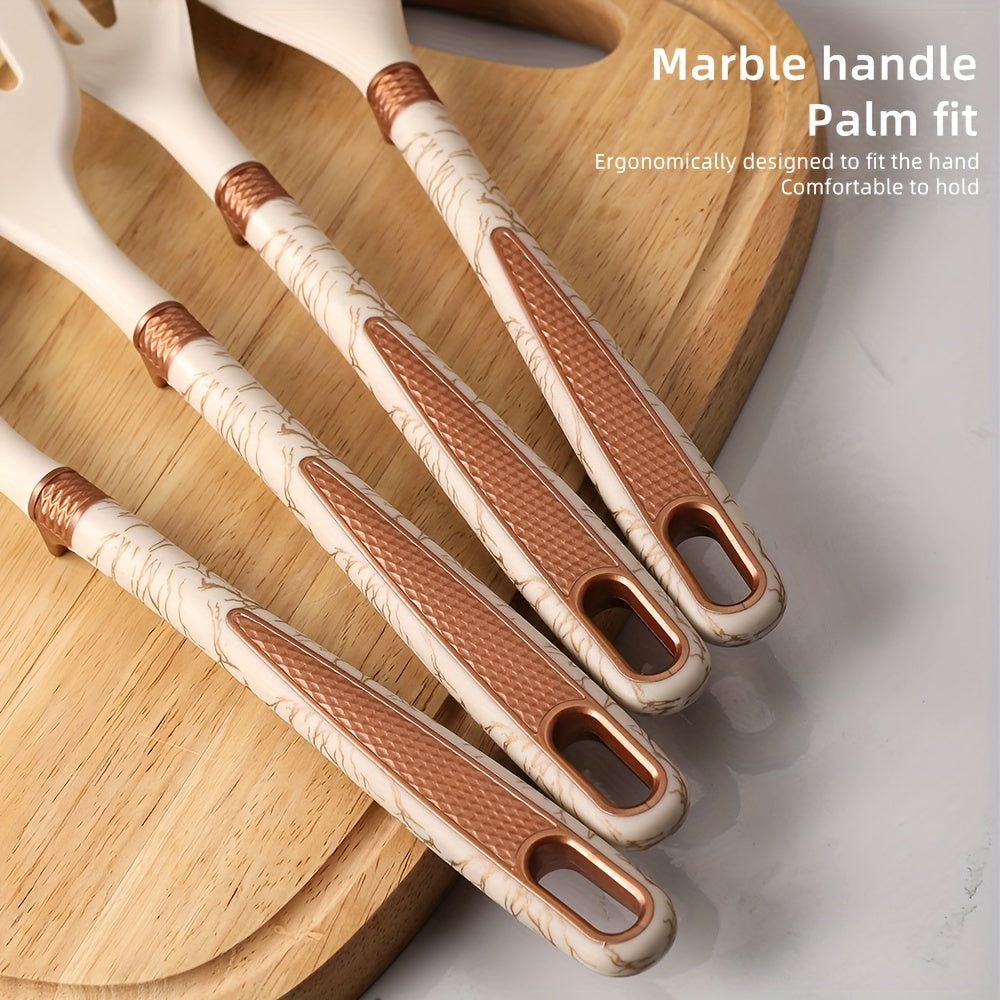 Premium Silicone Kitchen Utensil Set with Wooden Handles Non-Stick Heat Resistant