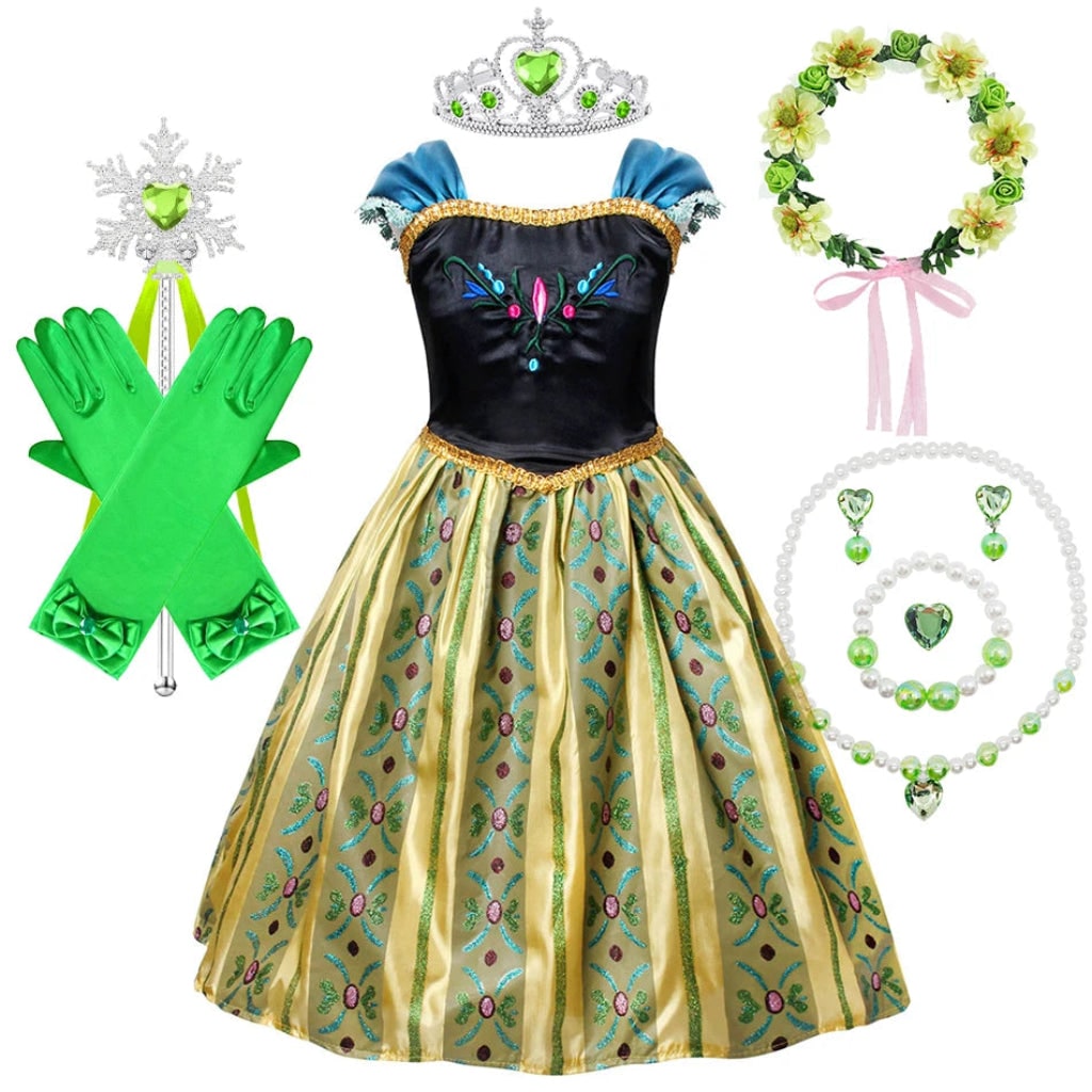 Princess Dress Halloween Costume Accessories Set Puff Sleeve Outfit